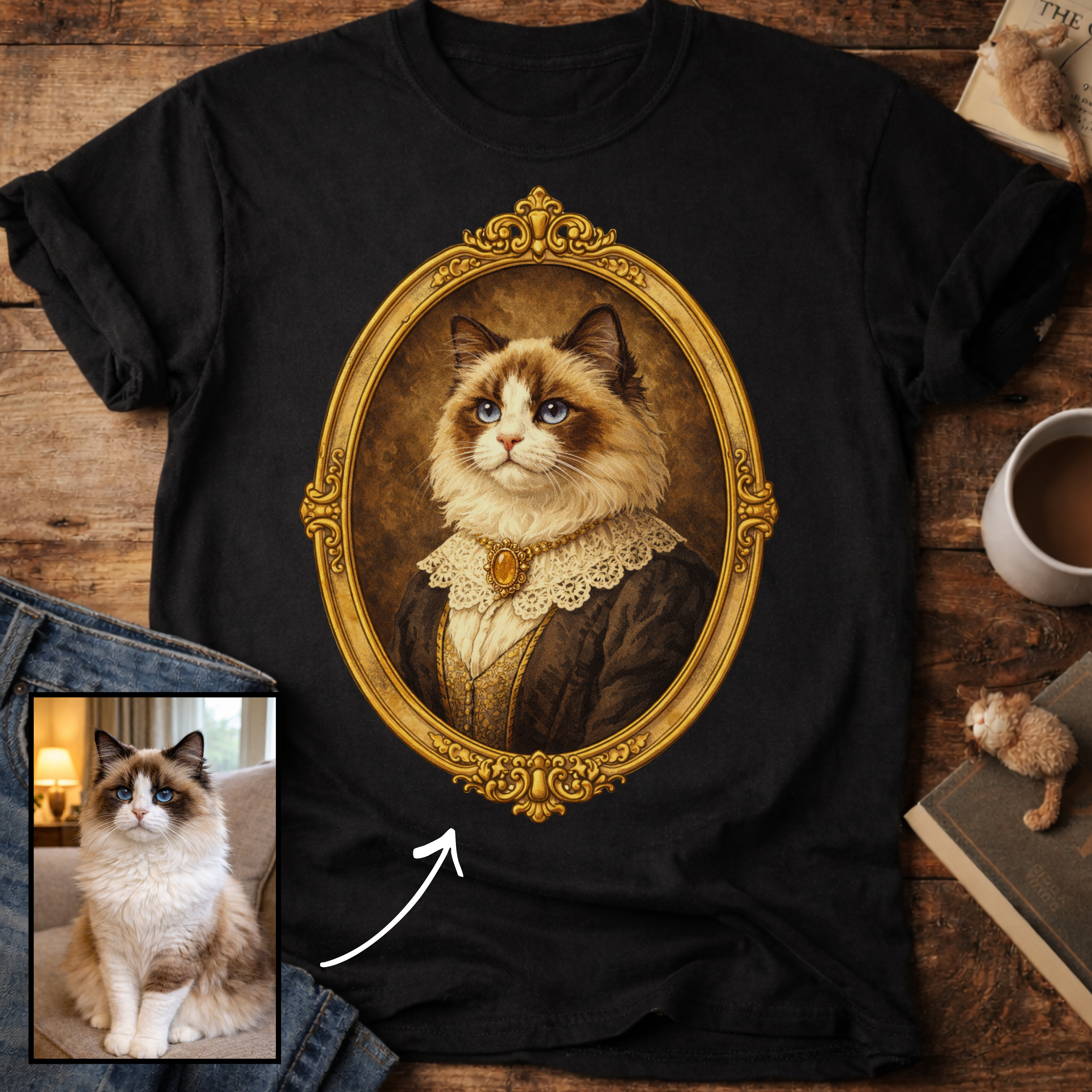 Victorian Heirloom Cat Portrait Personalized T-Shirt