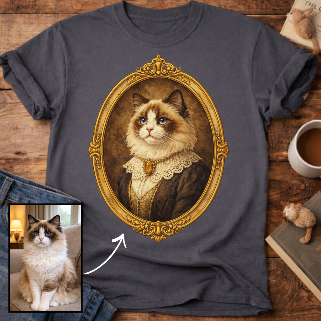 Victorian Heirloom Cat Portrait Personalized T-Shirt