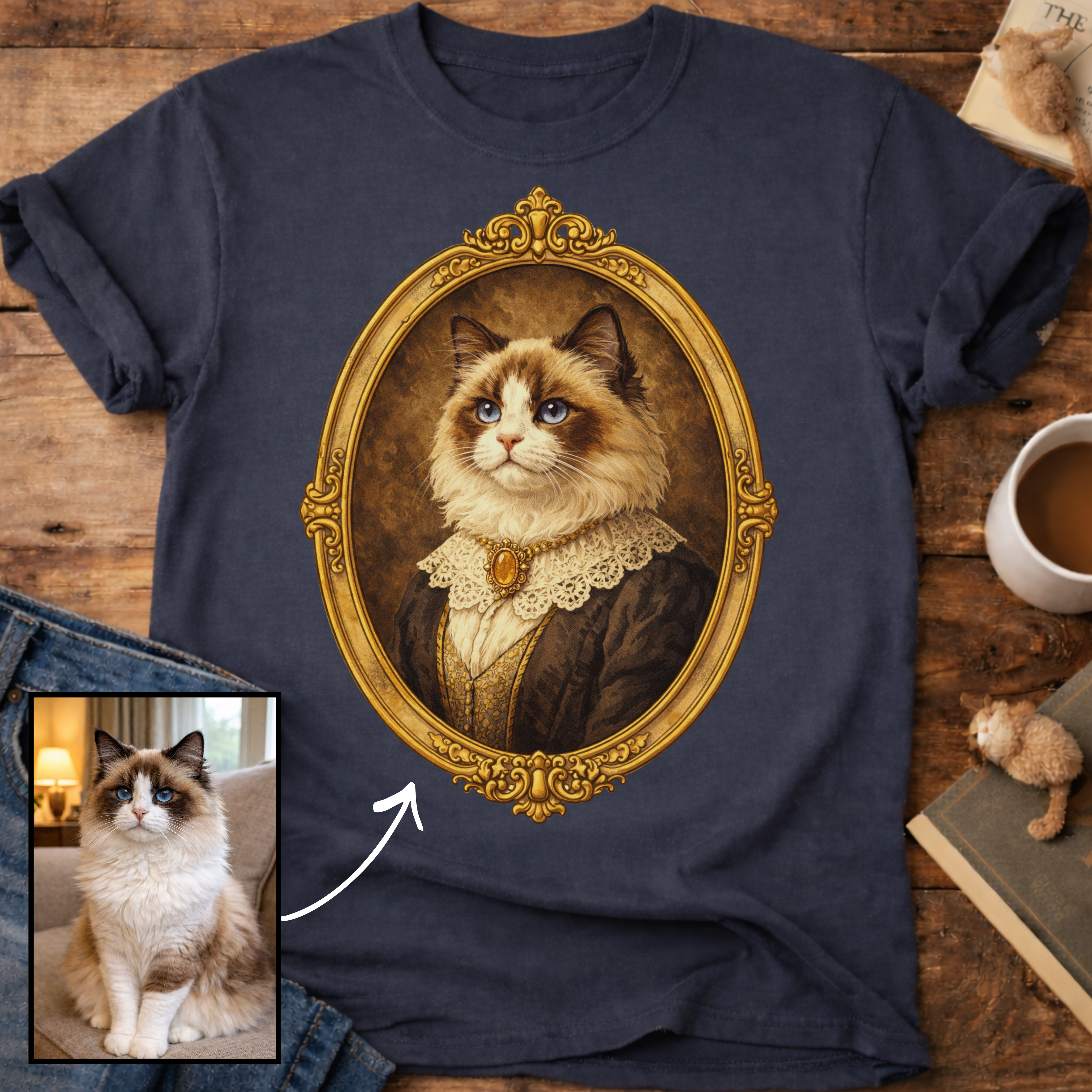 Victorian Heirloom Cat Portrait Personalized T-Shirt