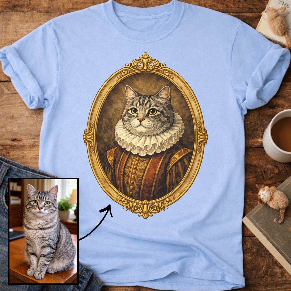 Renaissance Noble Cat Portrait Personalized T-Shirt