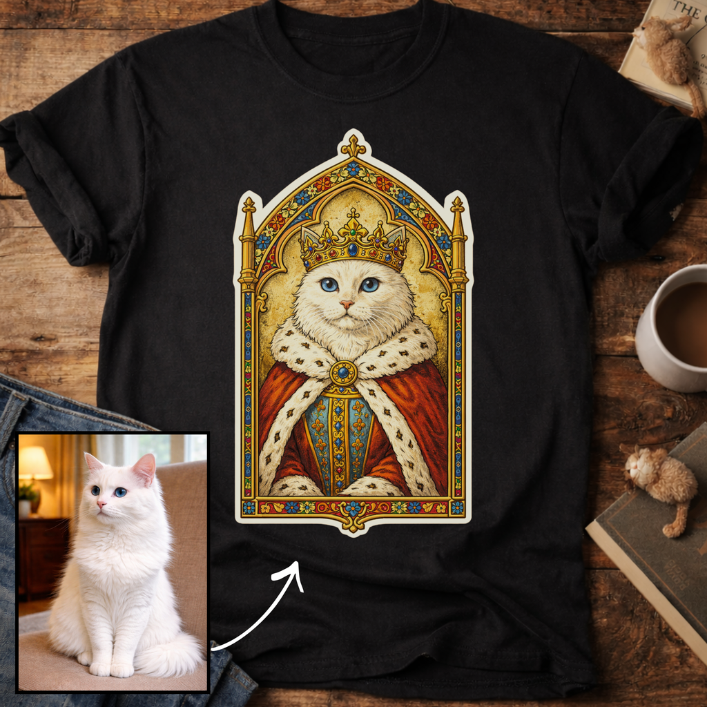 Medieval Cat Portrait Personalized T-Shirt