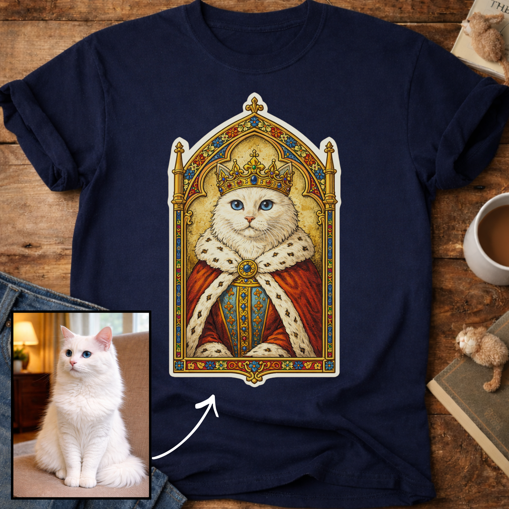 Medieval Cat Portrait Personalized T-Shirt