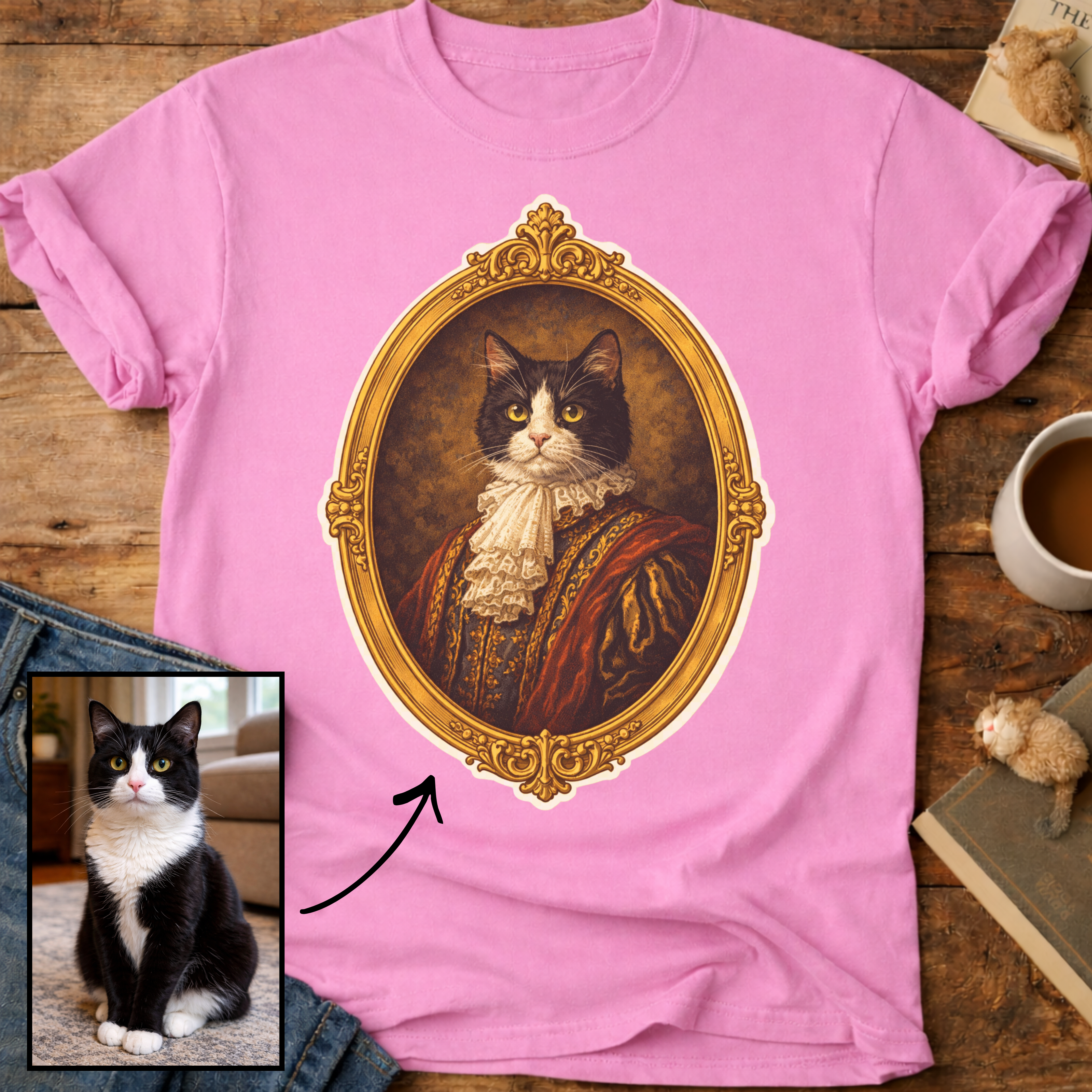Noble Cat Aristocrat Portrait Personalized T-Shirt