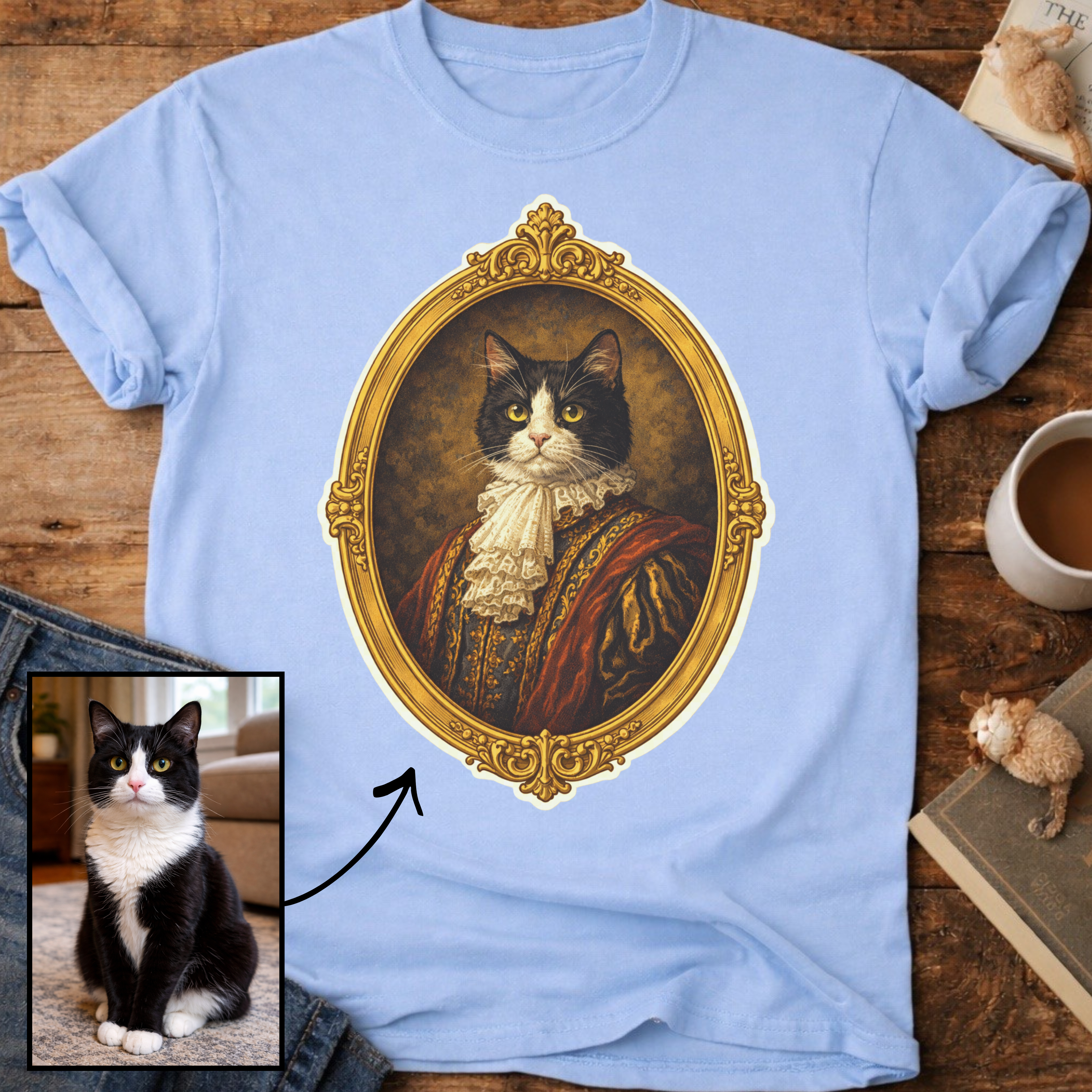 Noble Cat Aristocrat Portrait Personalized T-Shirt
