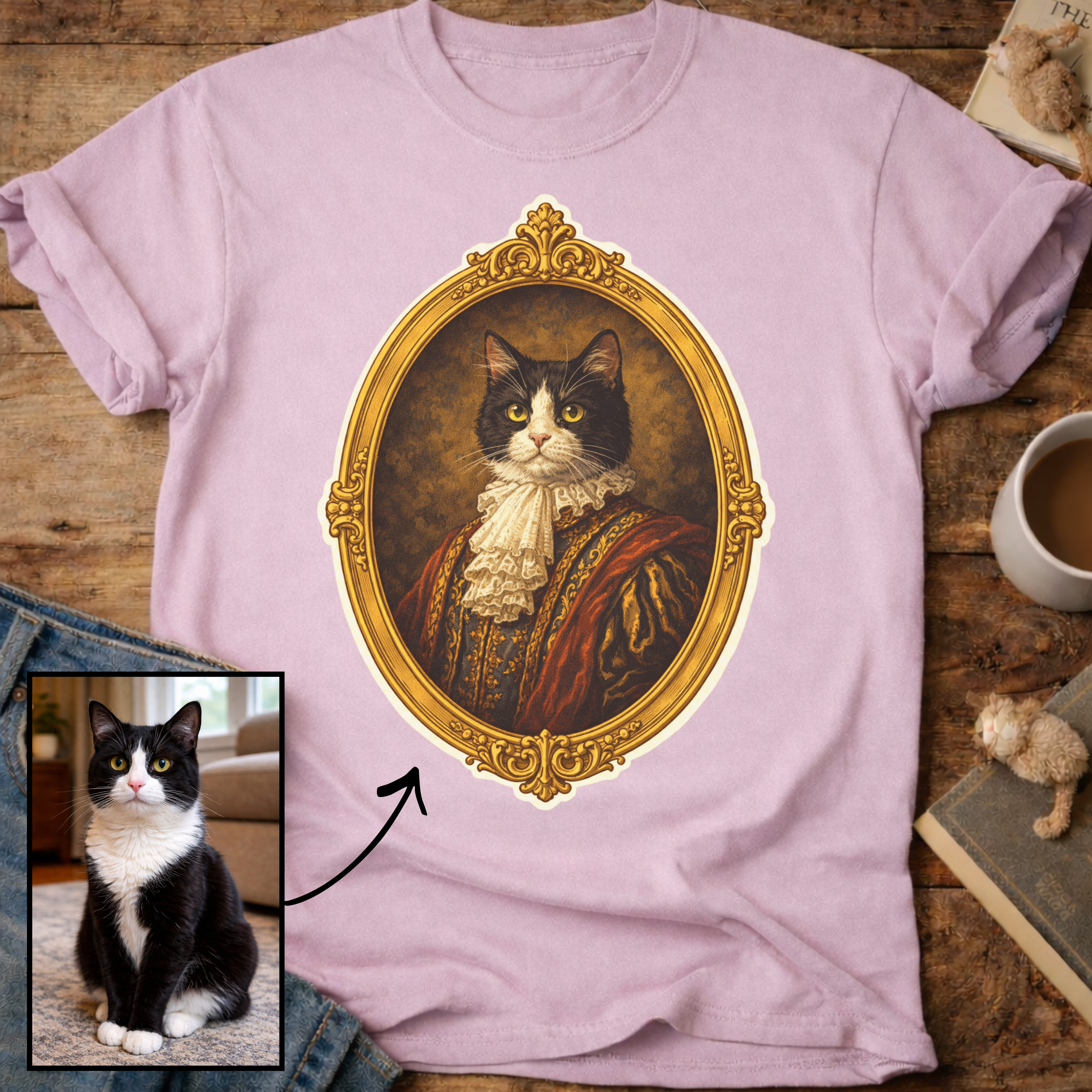Noble Cat Aristocrat Portrait Personalized T-Shirt