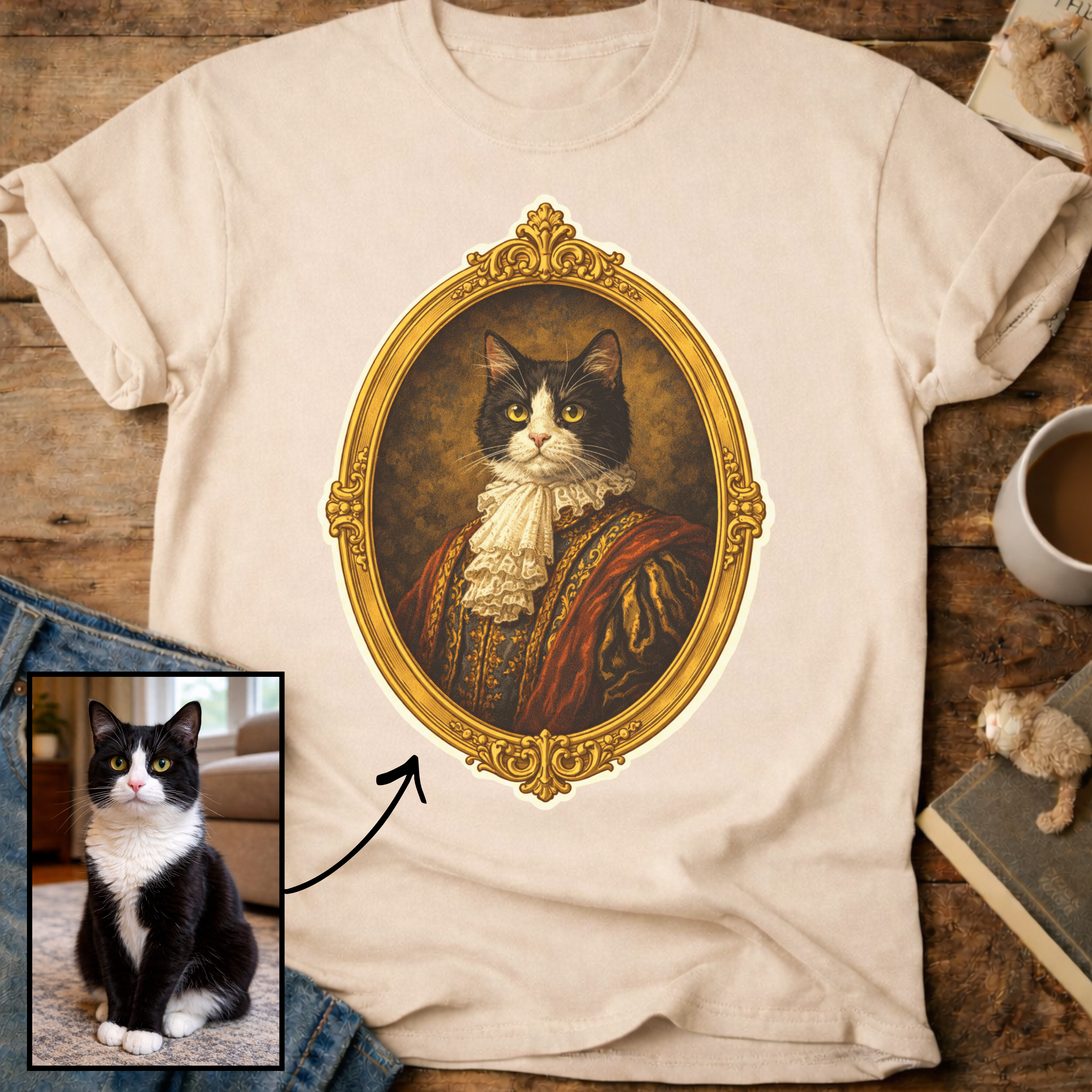 Noble Cat Aristocrat Portrait Personalized T-Shirt