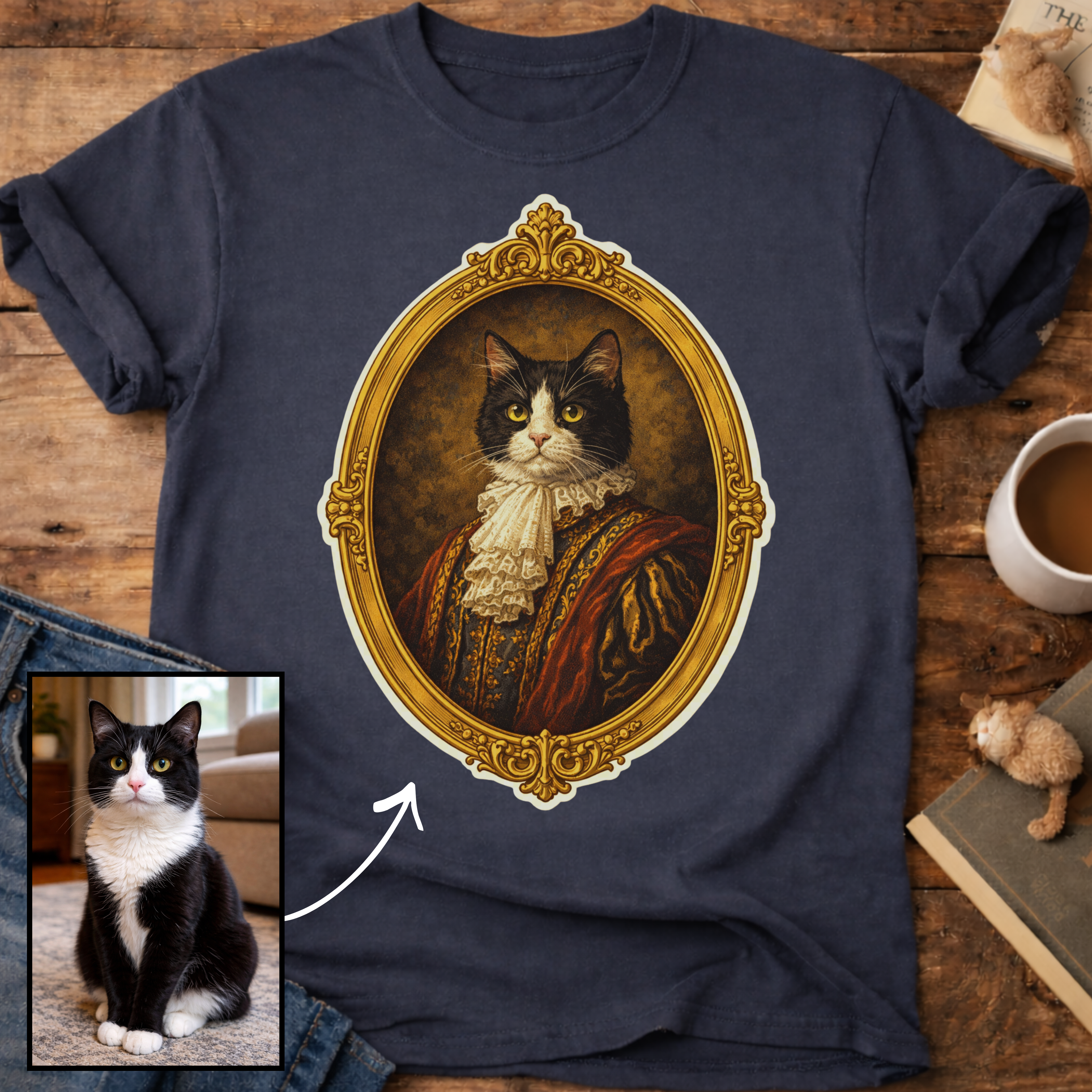 Noble Cat Aristocrat Portrait Personalized T-Shirt
