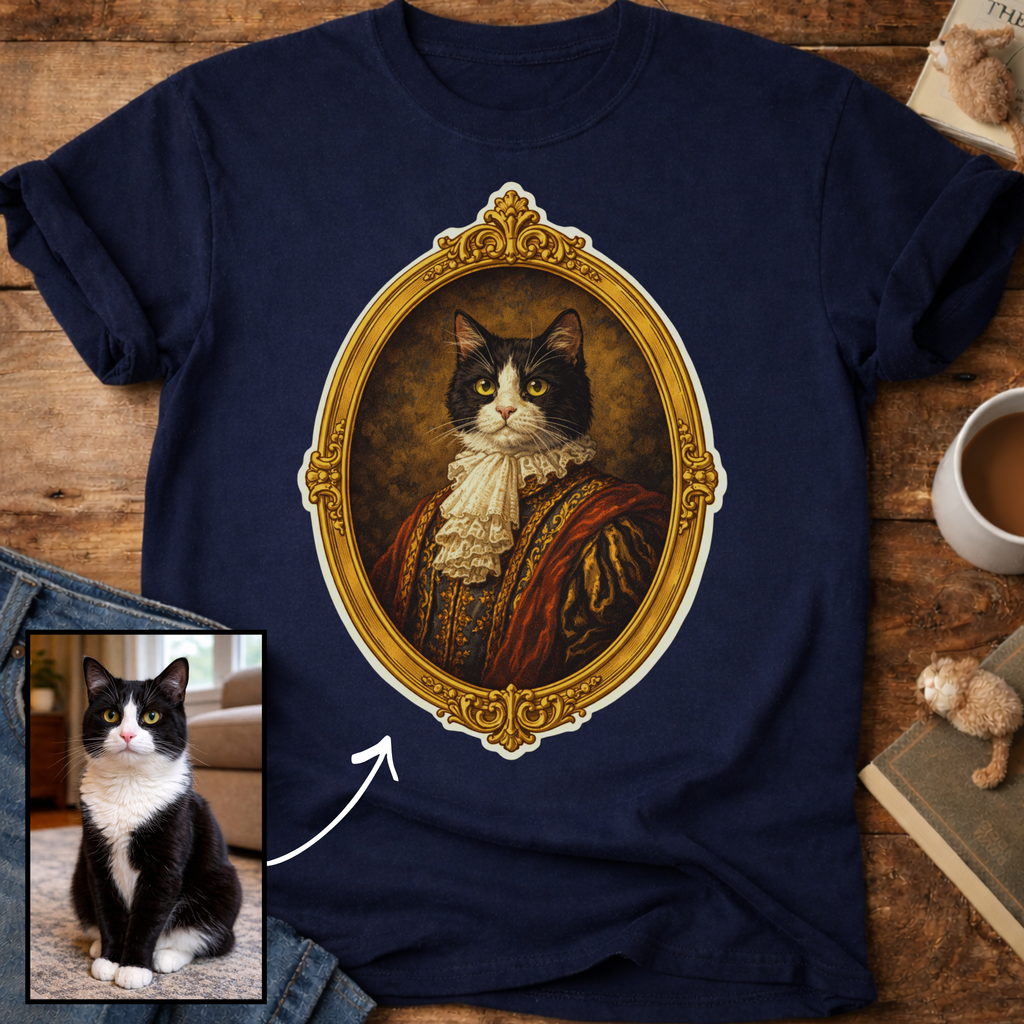 Noble Cat Aristocrat Portrait Personalized T-Shirt