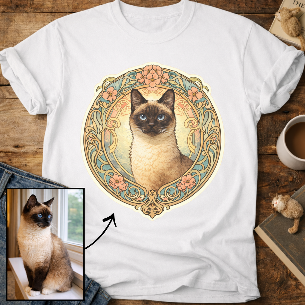 Art Nouveau Cat Portrait Personalized T-Shirt