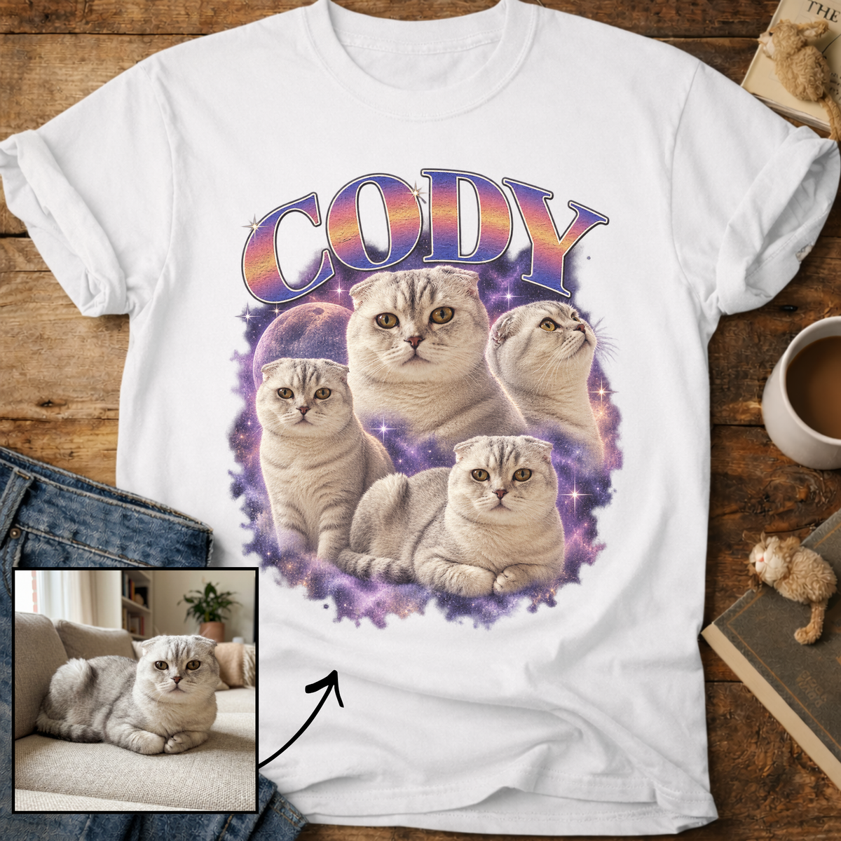 Custom Cat Graphic T-Shirt — Retro Portraits Personalized Cat