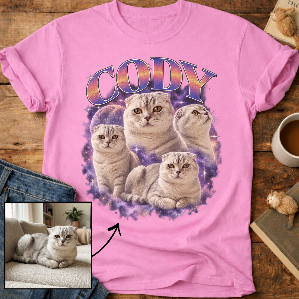 Custom Cat Graphic T-Shirt — Retro Portraits Personalized Cat
