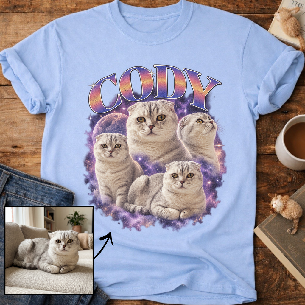 Custom Cat Graphic T-Shirt — Retro Portraits Personalized Cat