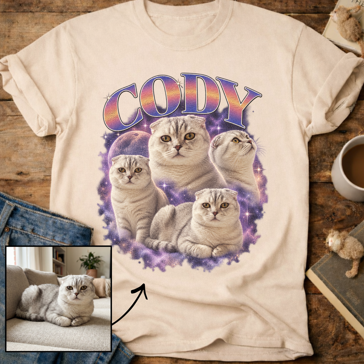 Custom Cat Graphic T-Shirt — Retro Portraits Personalized Cat