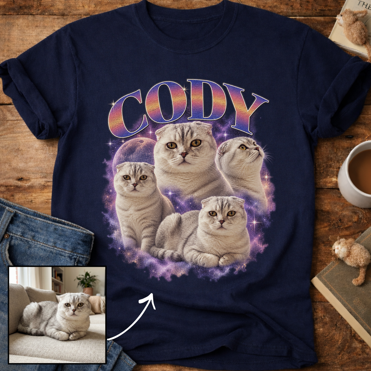 Custom Cat Graphic T-Shirt — Retro Portraits Personalized Cat
