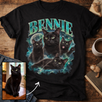 Custom Cat Portrait T-Shirt — Personalized Cat Moon Graphic Tee