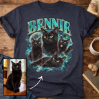 Custom Cat Portrait T-Shirt — Personalized Cat Moon Graphic Tee