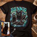 Custom Cat Portrait T-Shirt — Personalized Cat Moon Graphic Tee