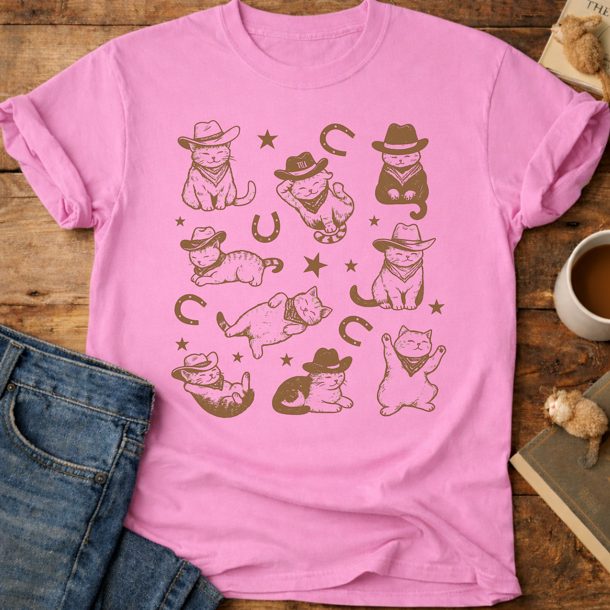 Cowboy Cats Graphic T-Shirt