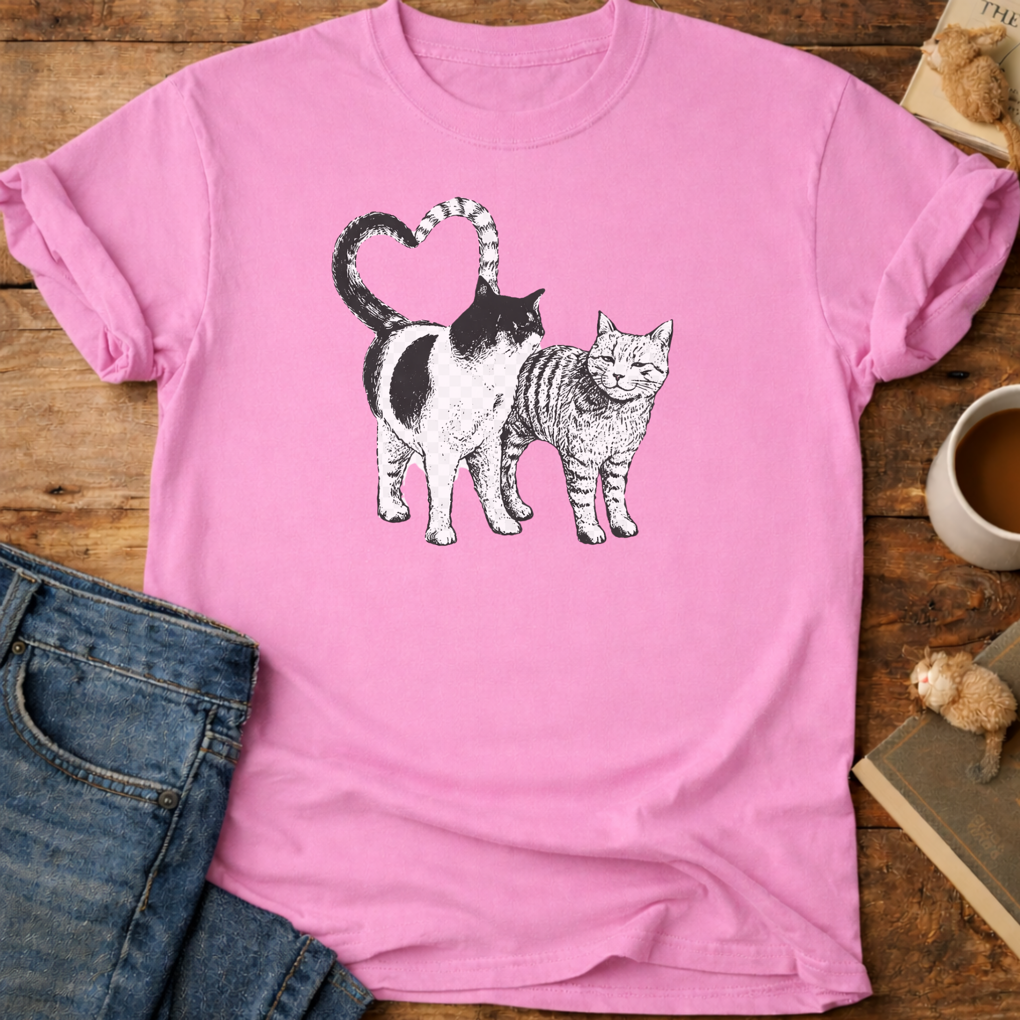 Cat Couple Graphic T-Shirt