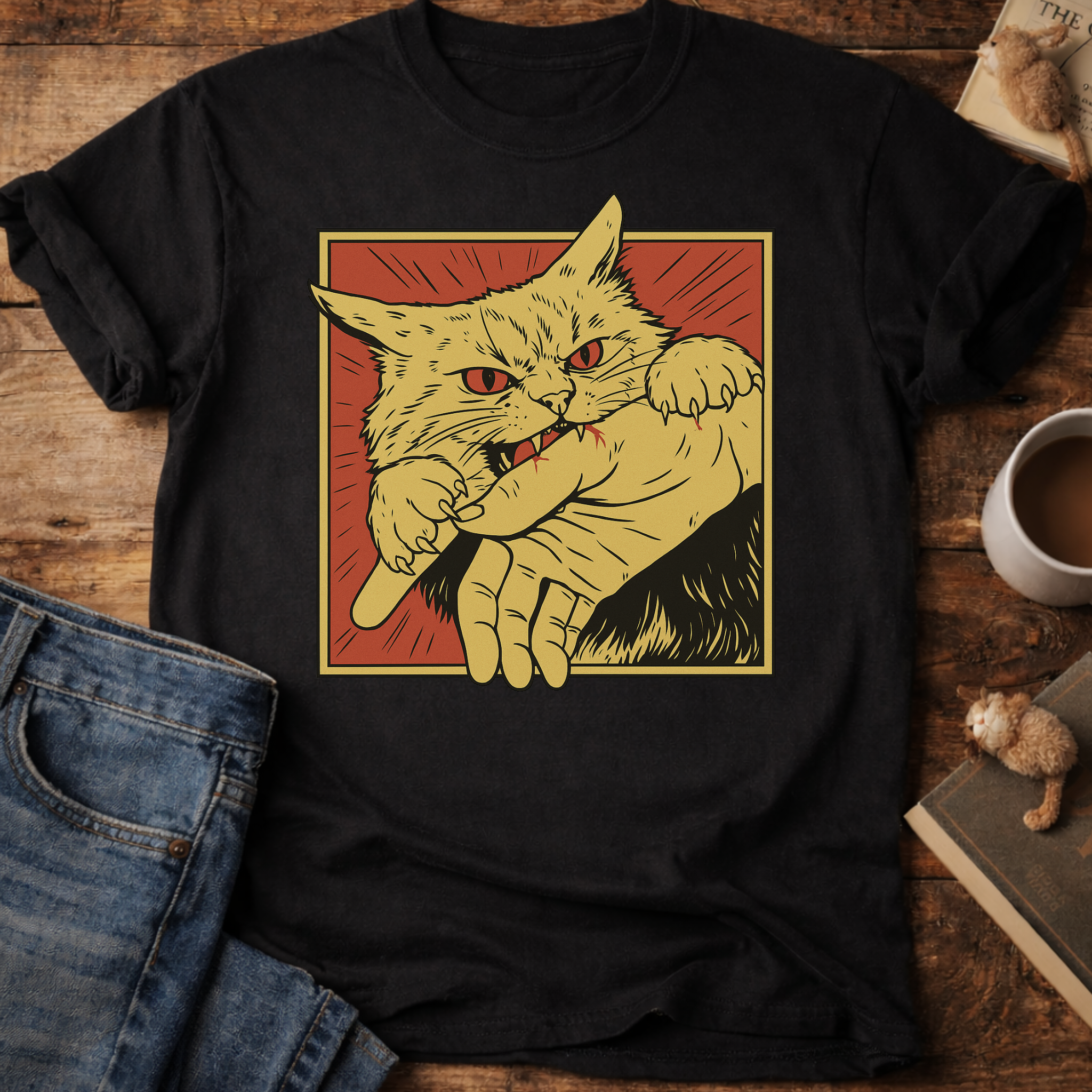 Cat Bite Graphic T-Shirt