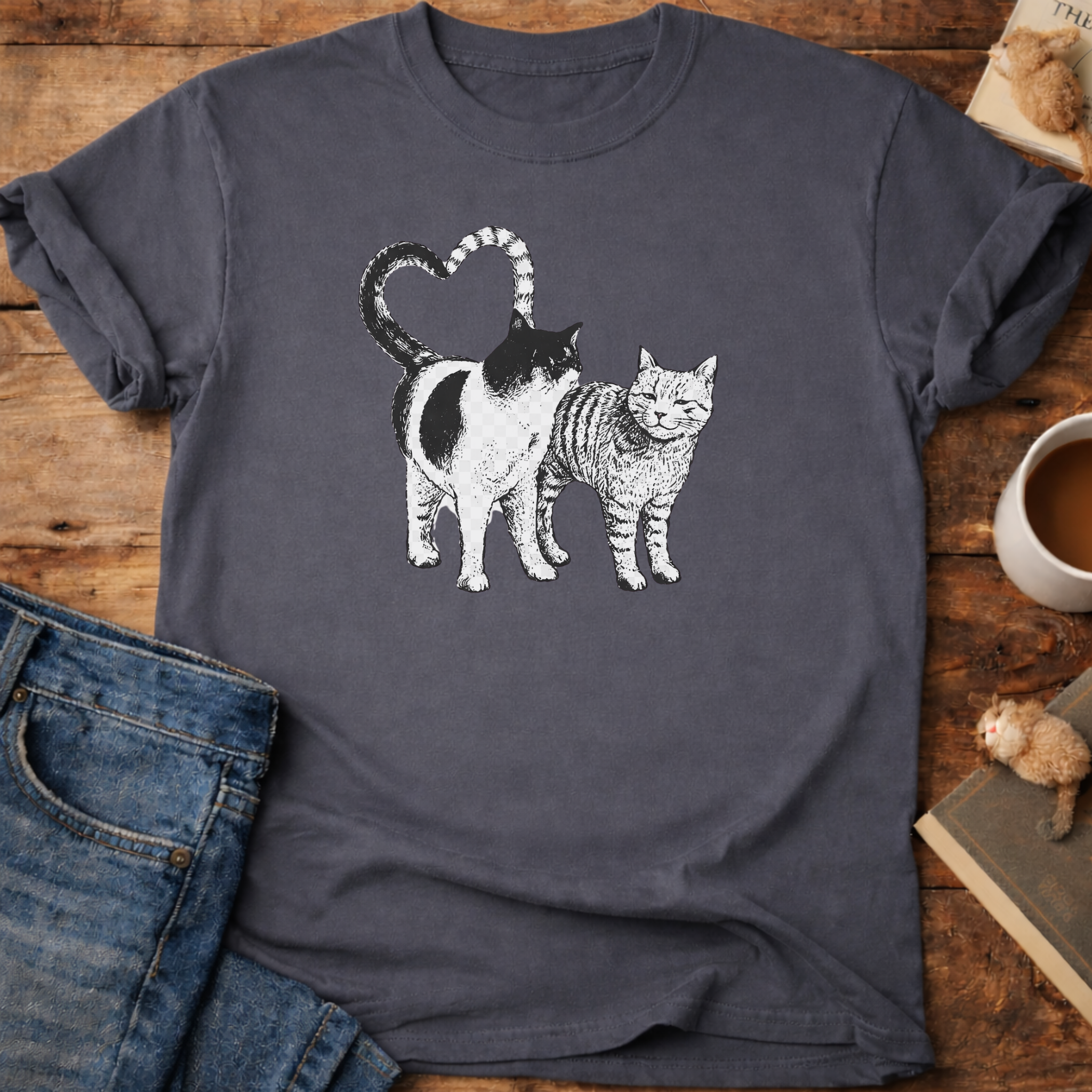 Cat Couple Graphic T-Shirt
