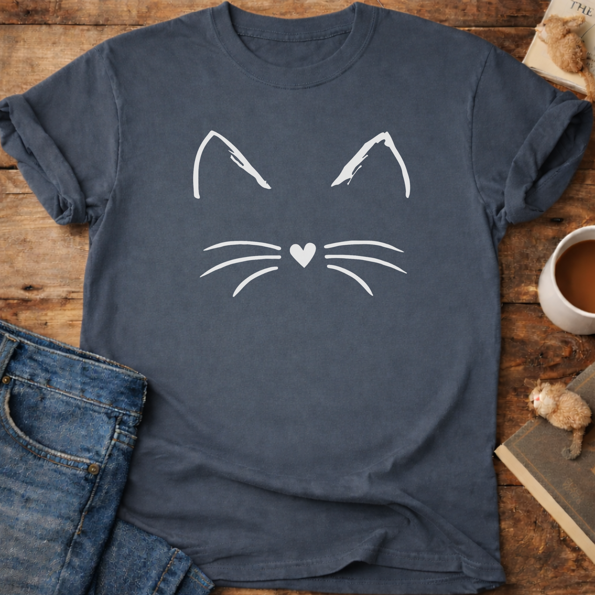 Cat Face Minimal T-Shirt