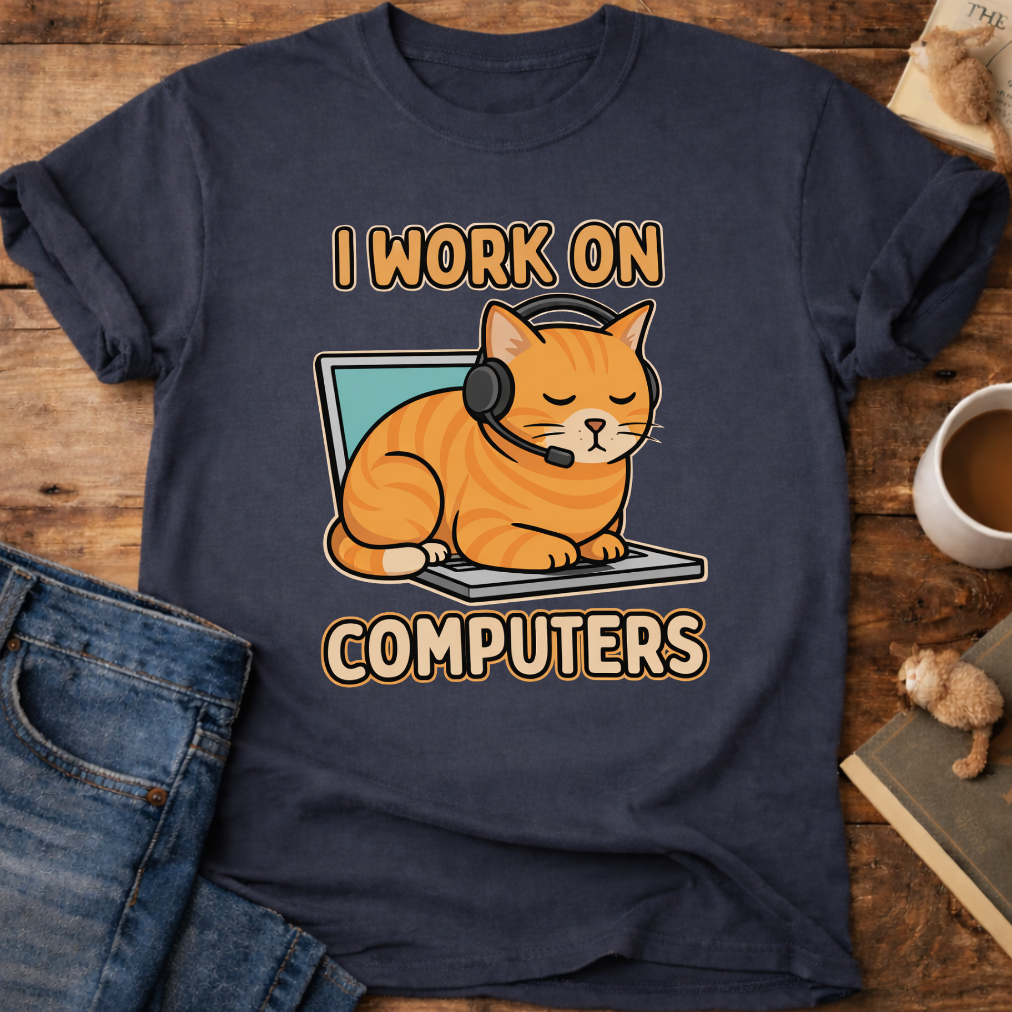 I Work On Computers Cat T-Shirt
