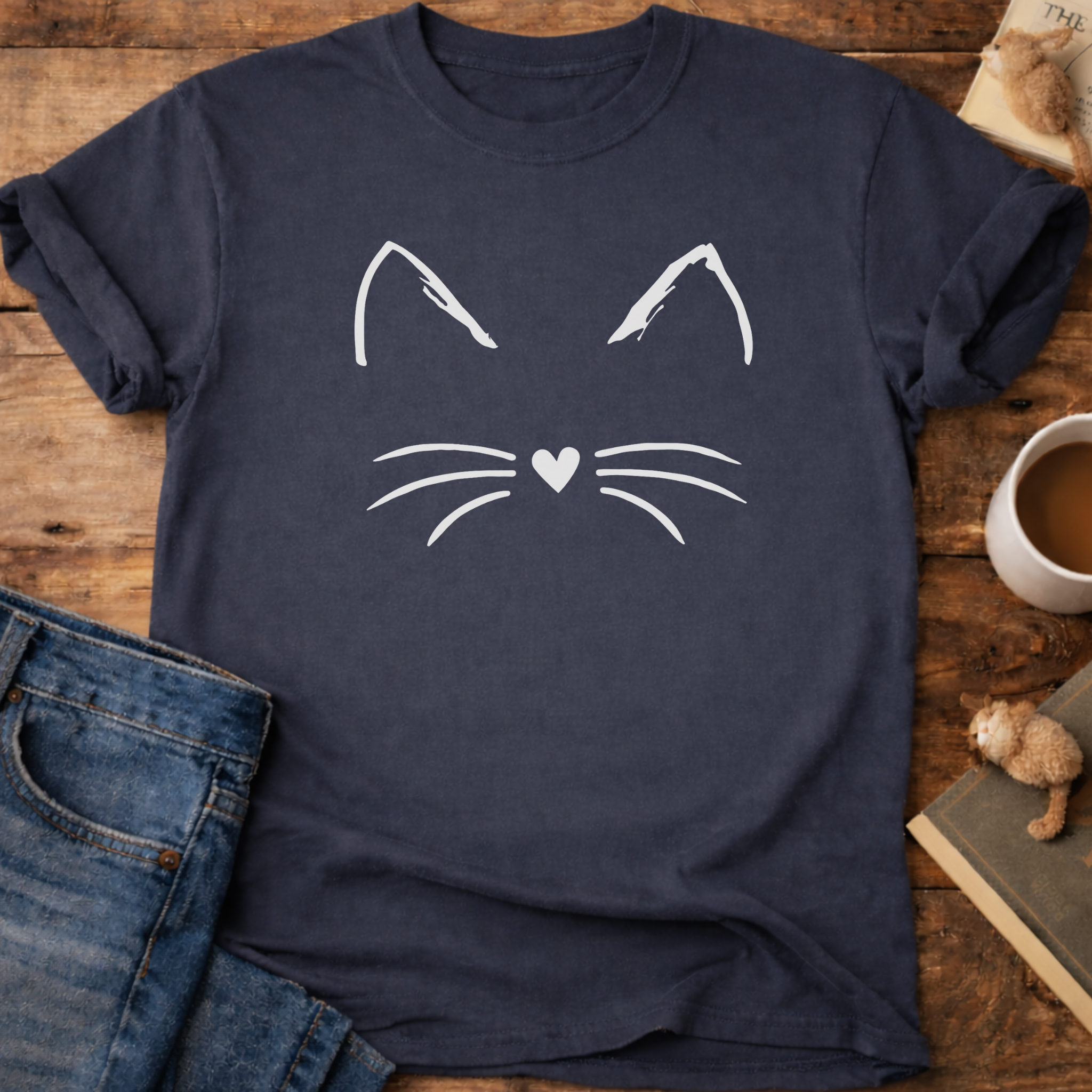 Cat Face Minimal T-Shirt