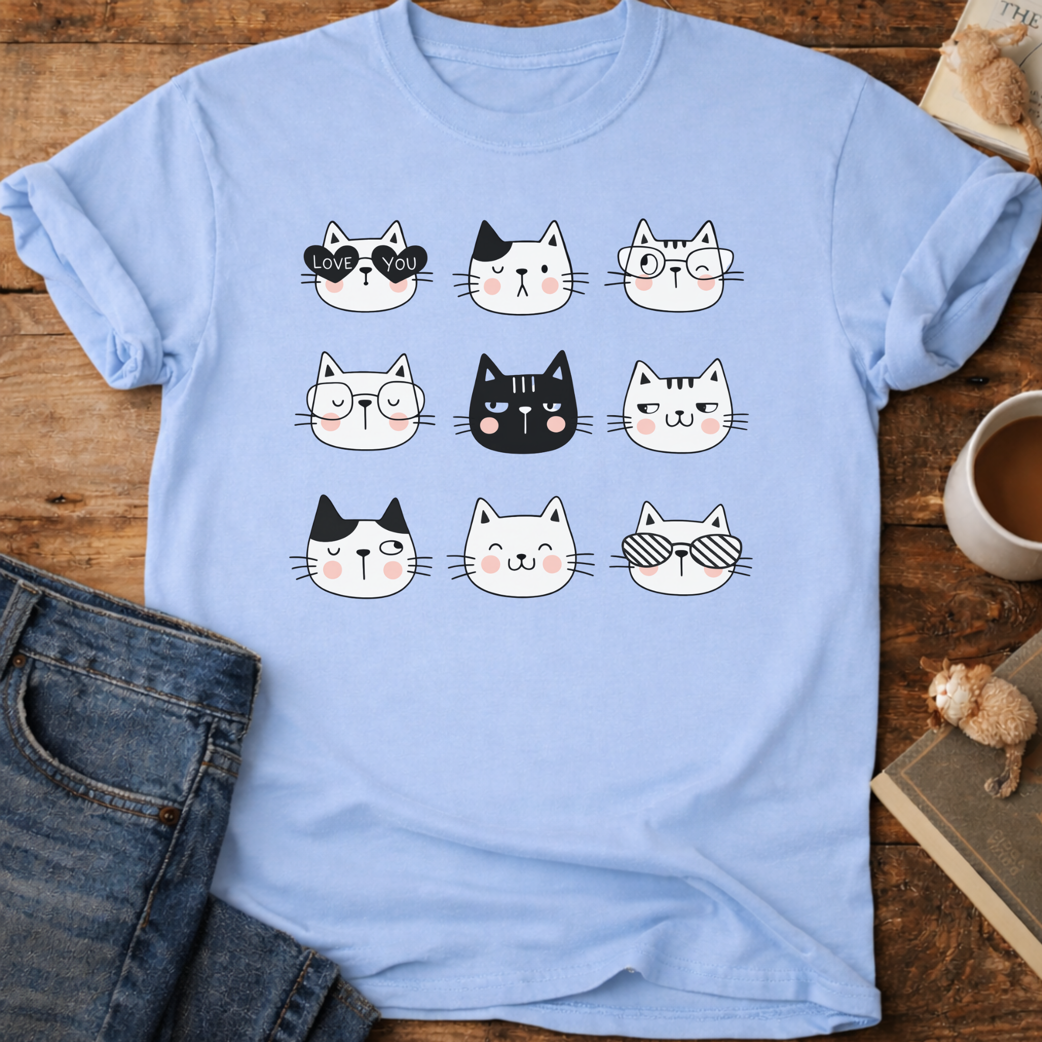 Cute Kawaii Cat Faces T-Shirt