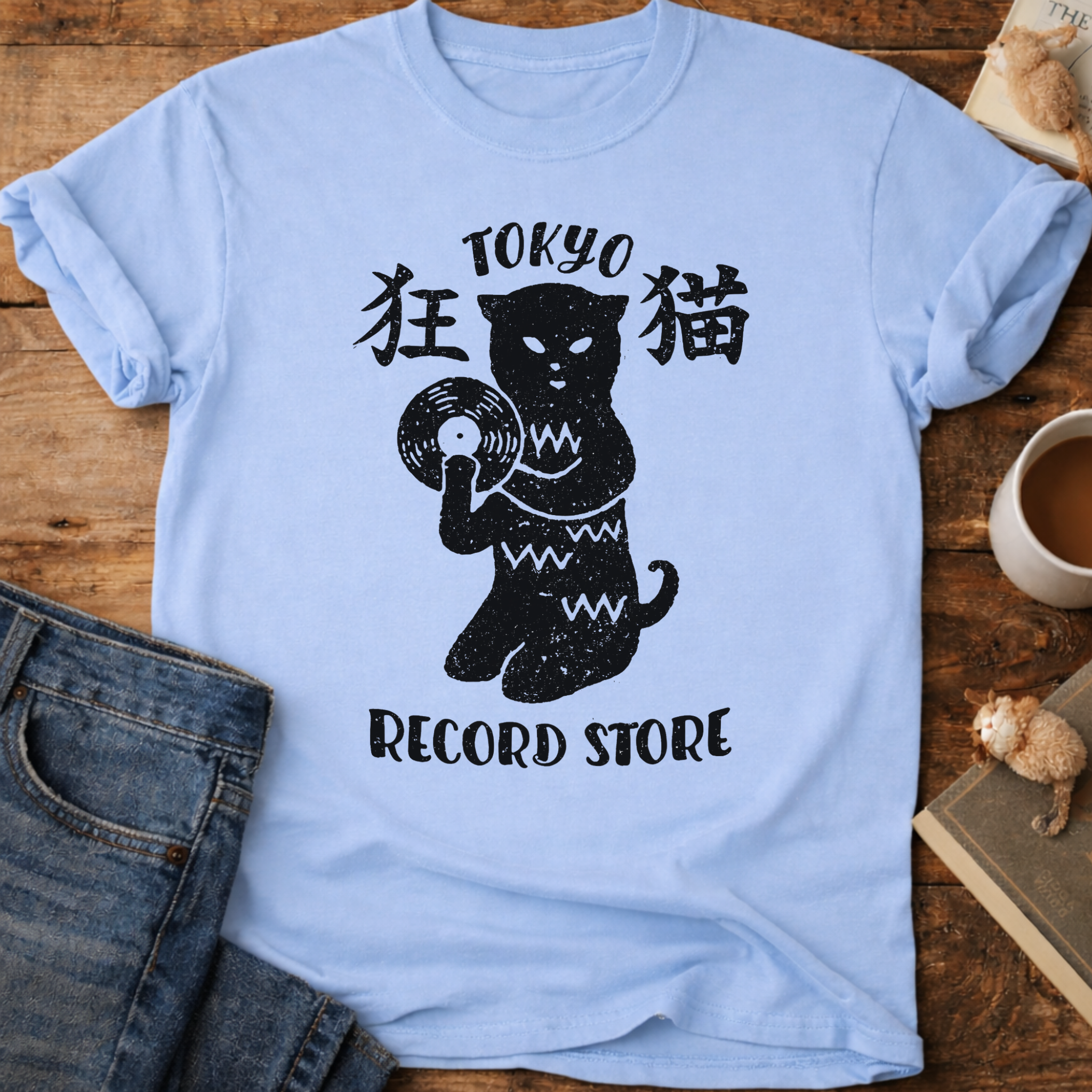 Tokyo Record Store Cat T-Shirt