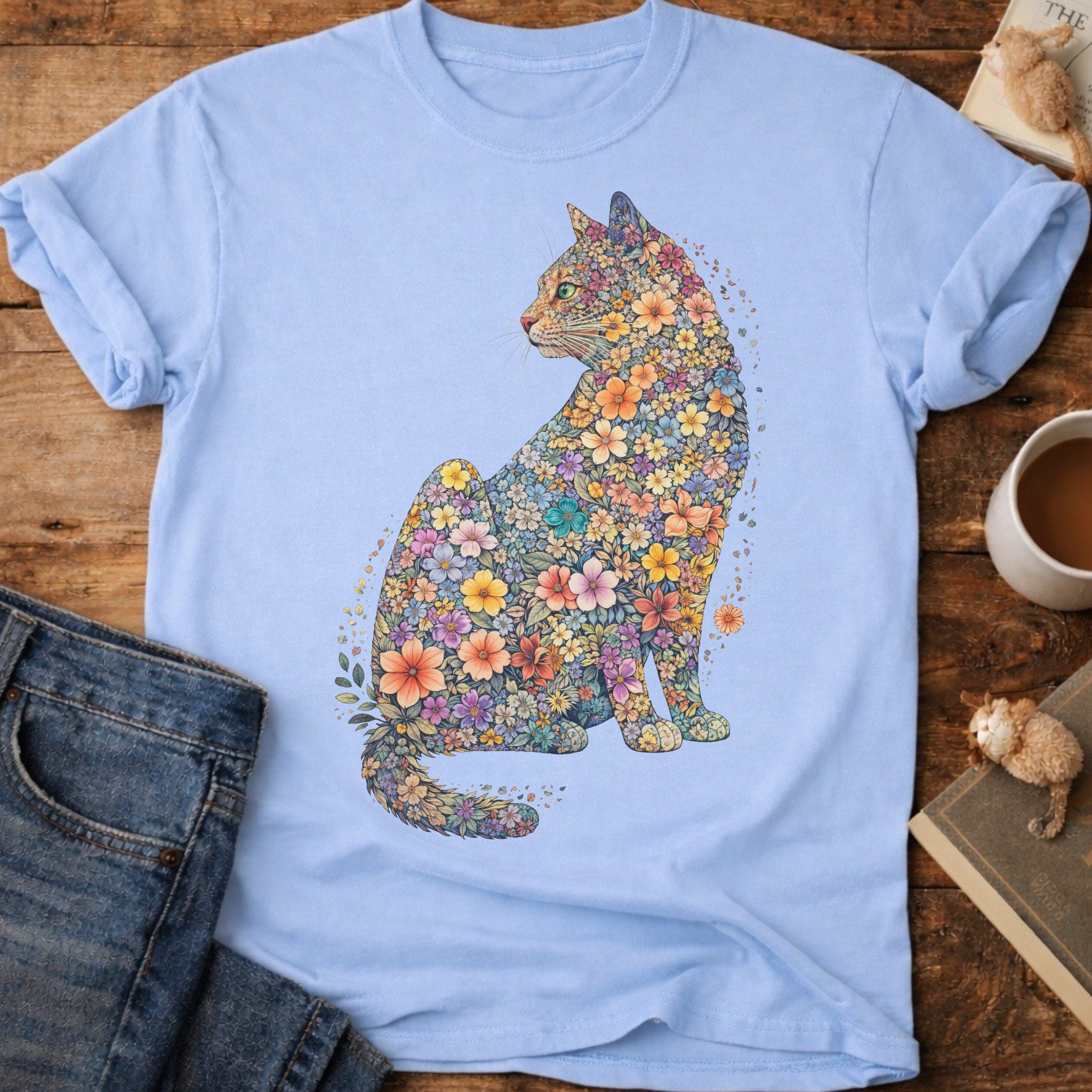 Floral Cat T-Shirt