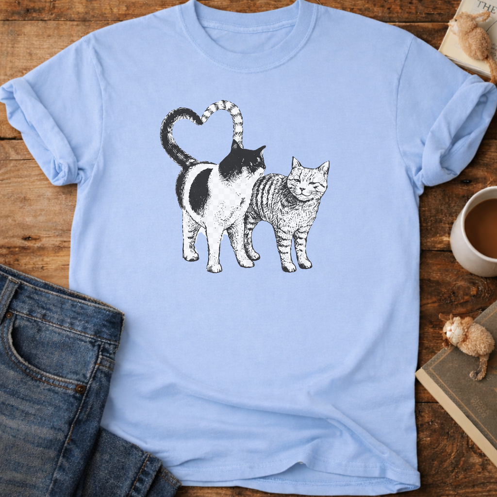 Cat Couple Graphic T-Shirt