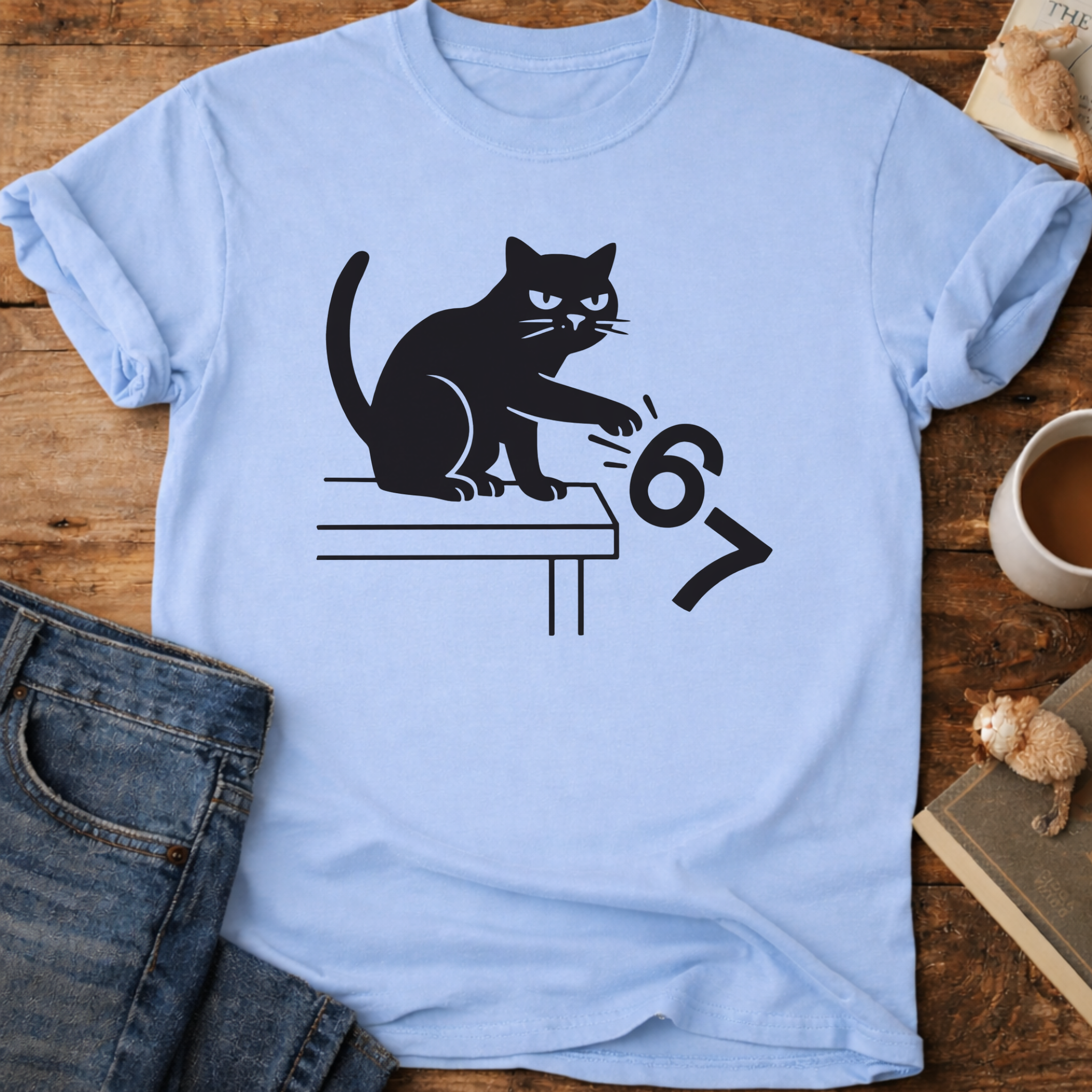 Cat Knocks 67 Off Table T-Shirt