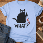 Cat With Knife "What?" T-Shirt