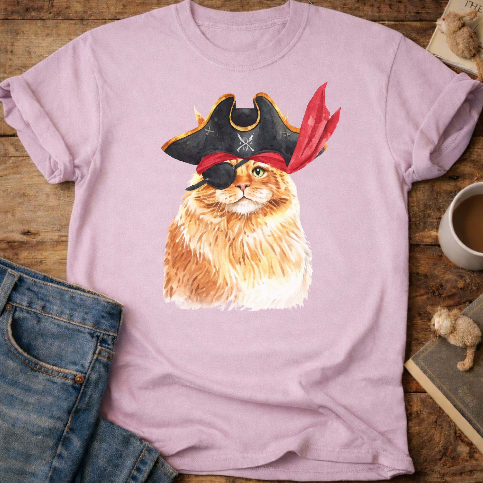 Pirate Ginger Cat T-Shirt