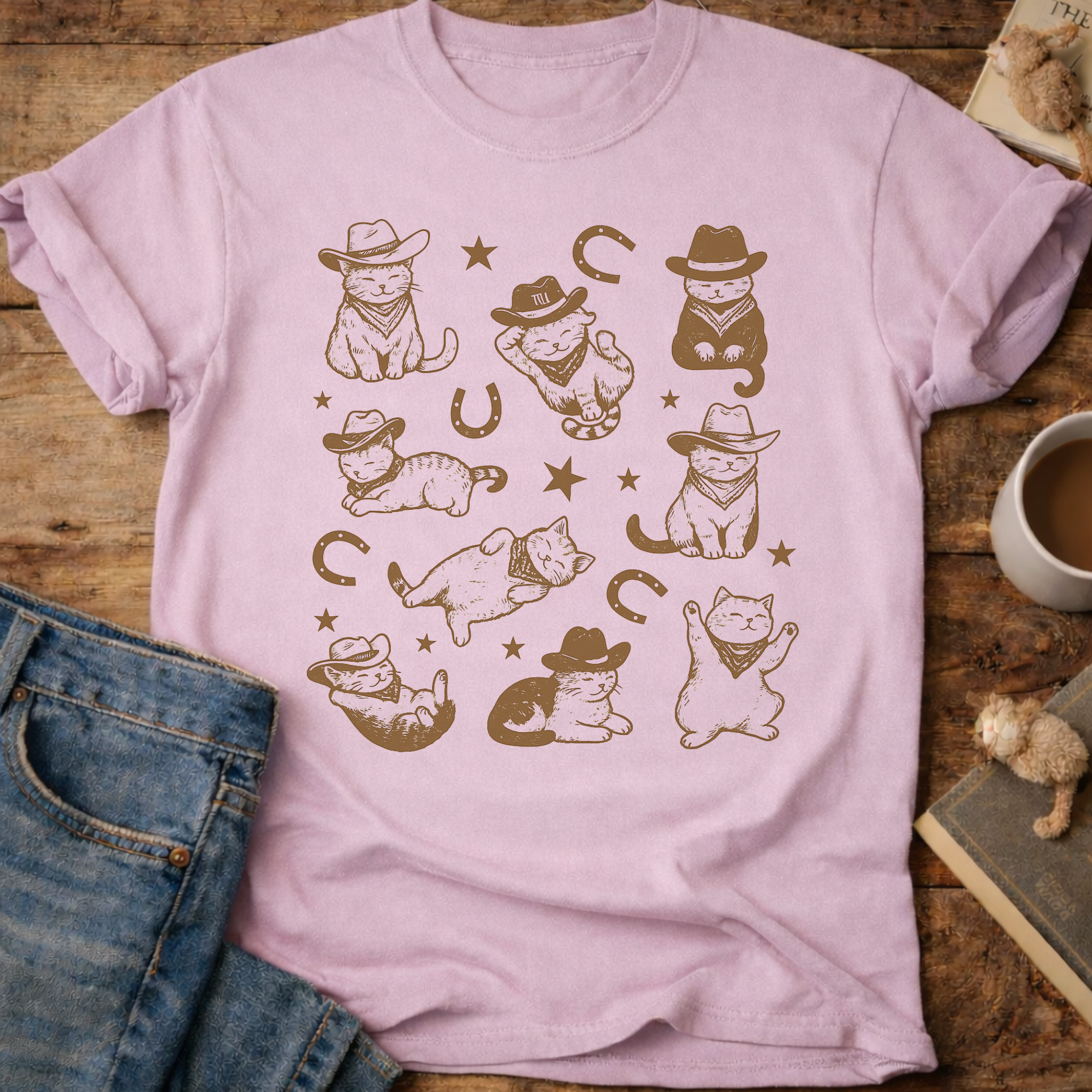Cowboy Cats Graphic T-Shirt