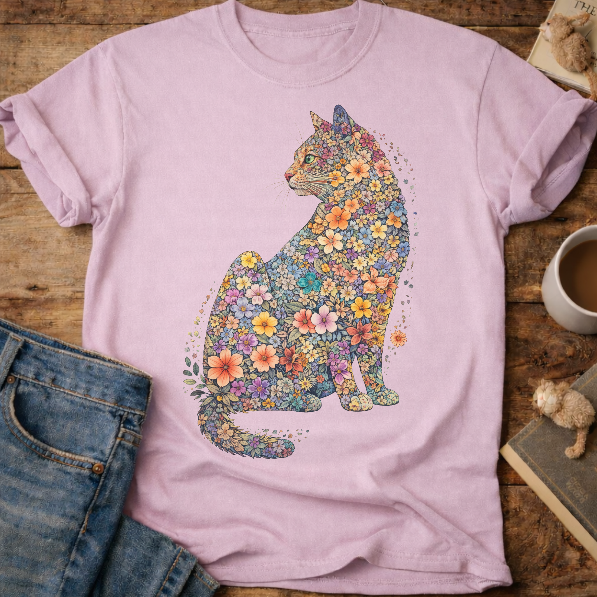 Floral Cat T-Shirt