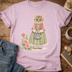 Vintage Floral Cat Portrait T-Shirt