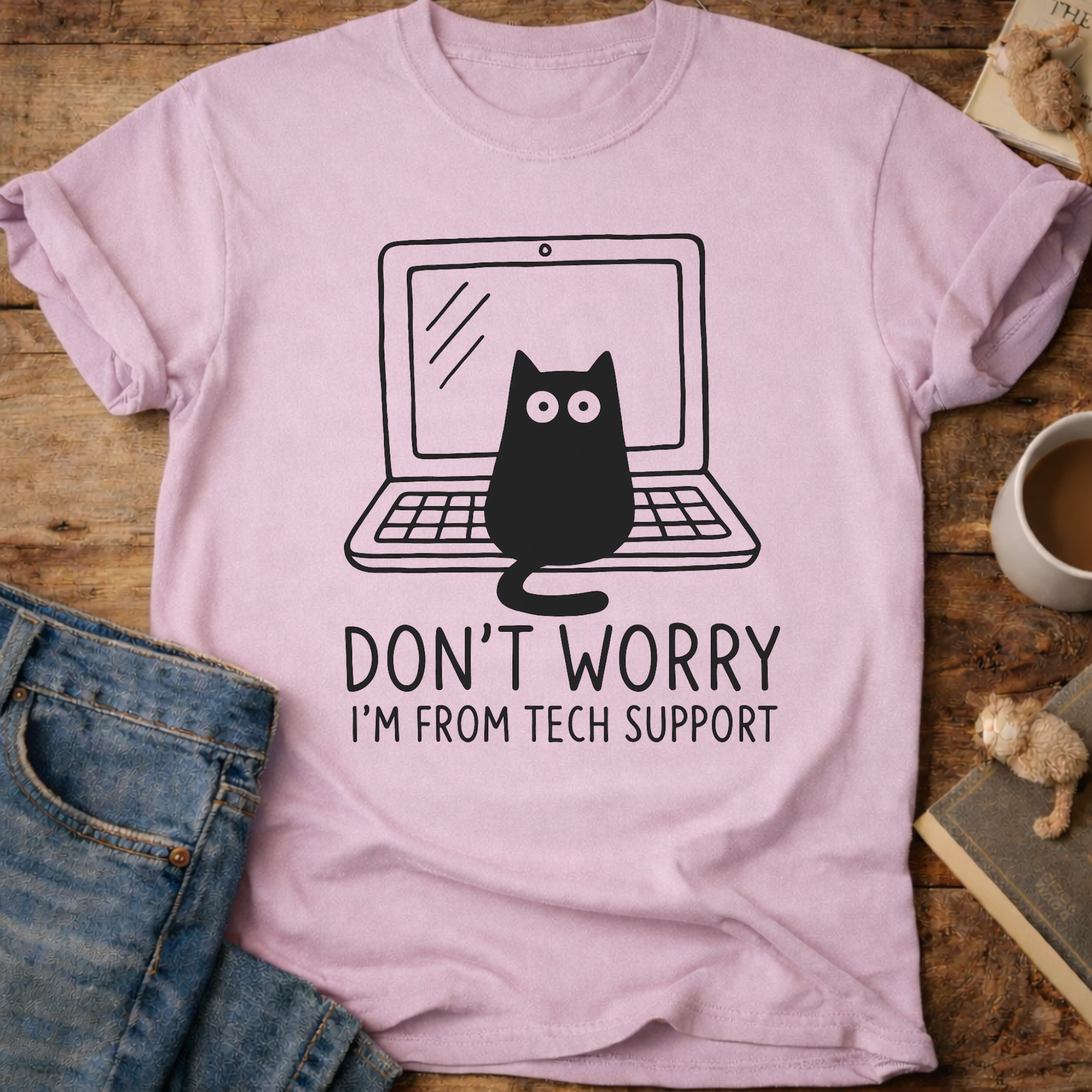Tech Support Cat T-Shirt