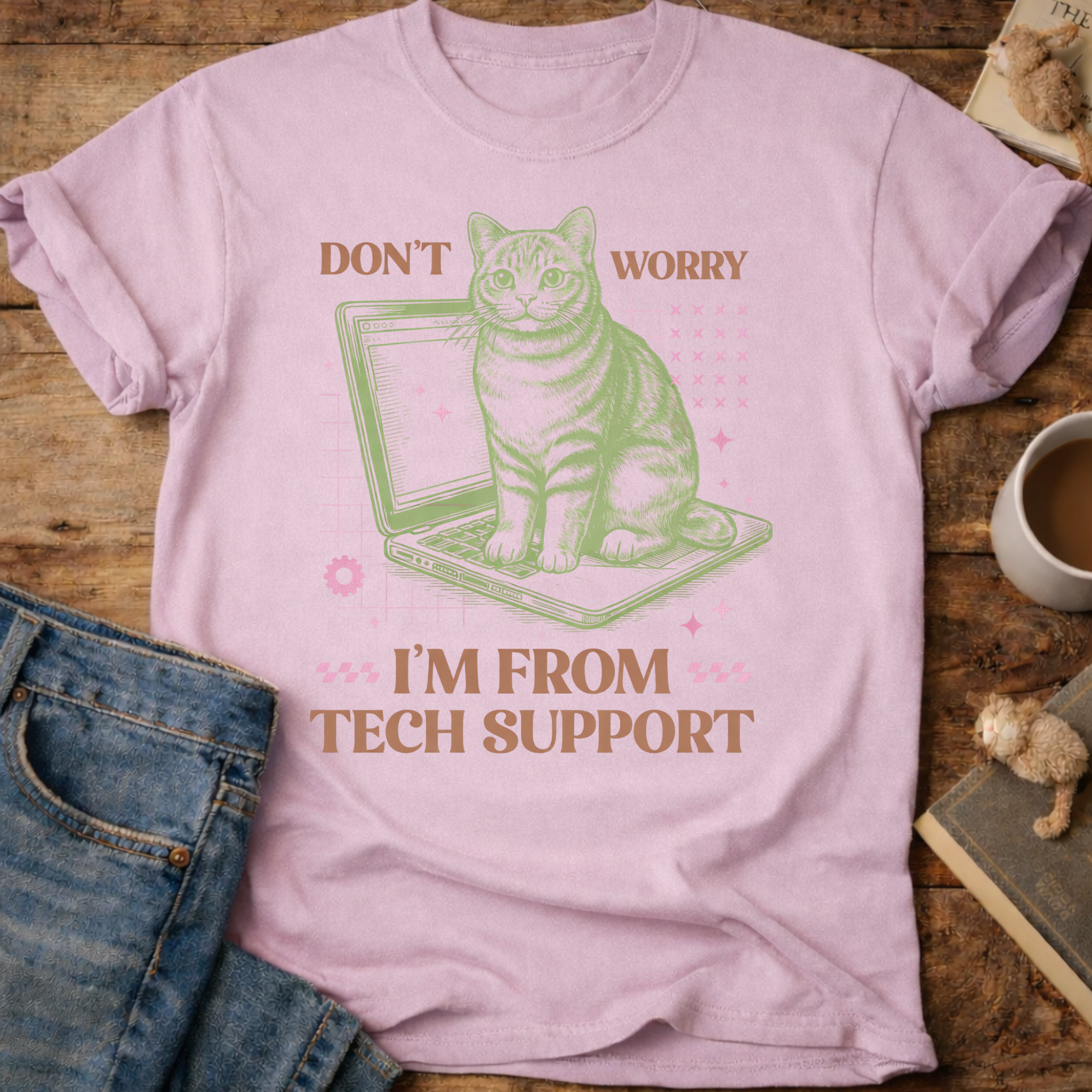 Tech Support Cat T-Shirt