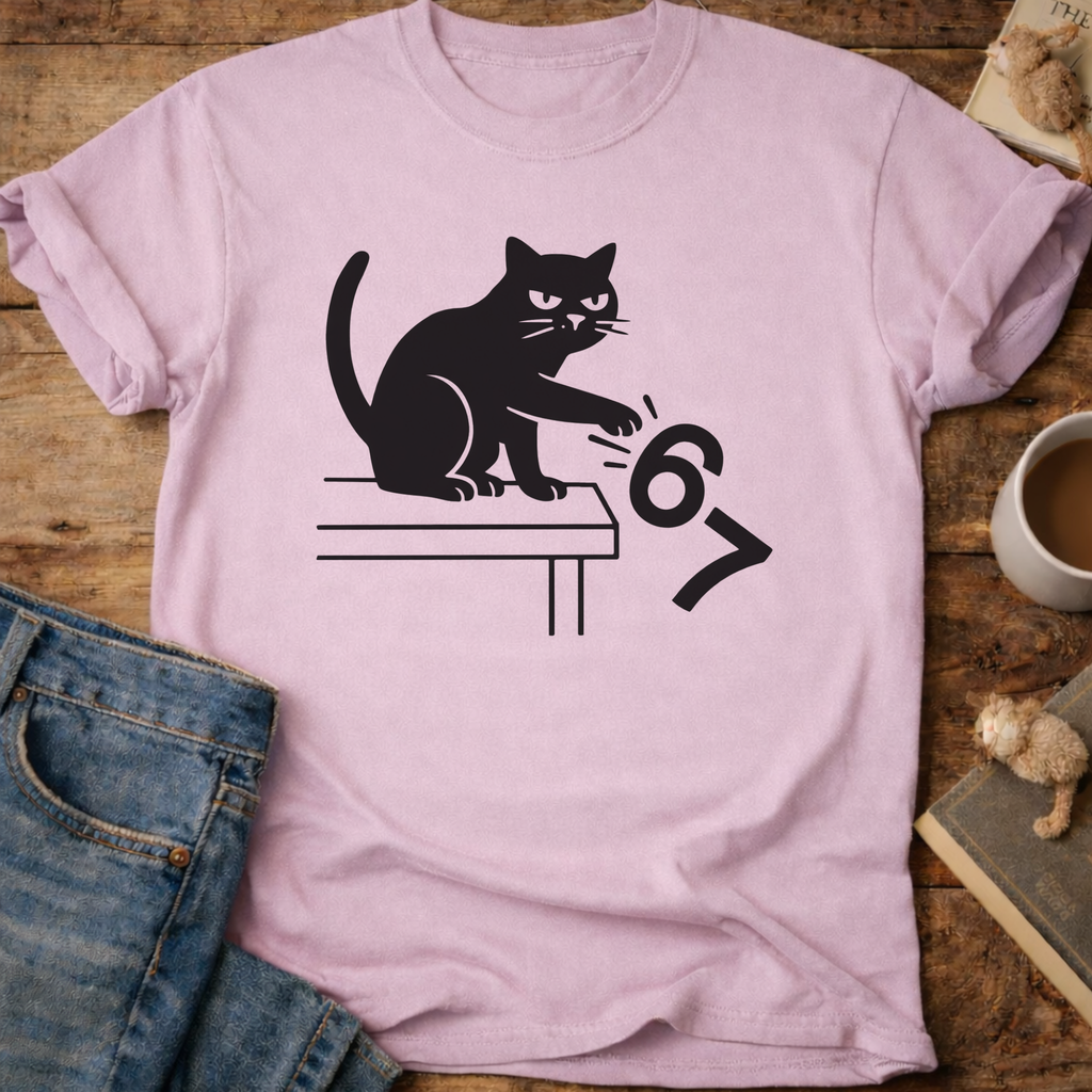 Cat Knocks 67 Off Table T-Shirt