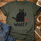 Cat With Knife "What?" T-Shirt