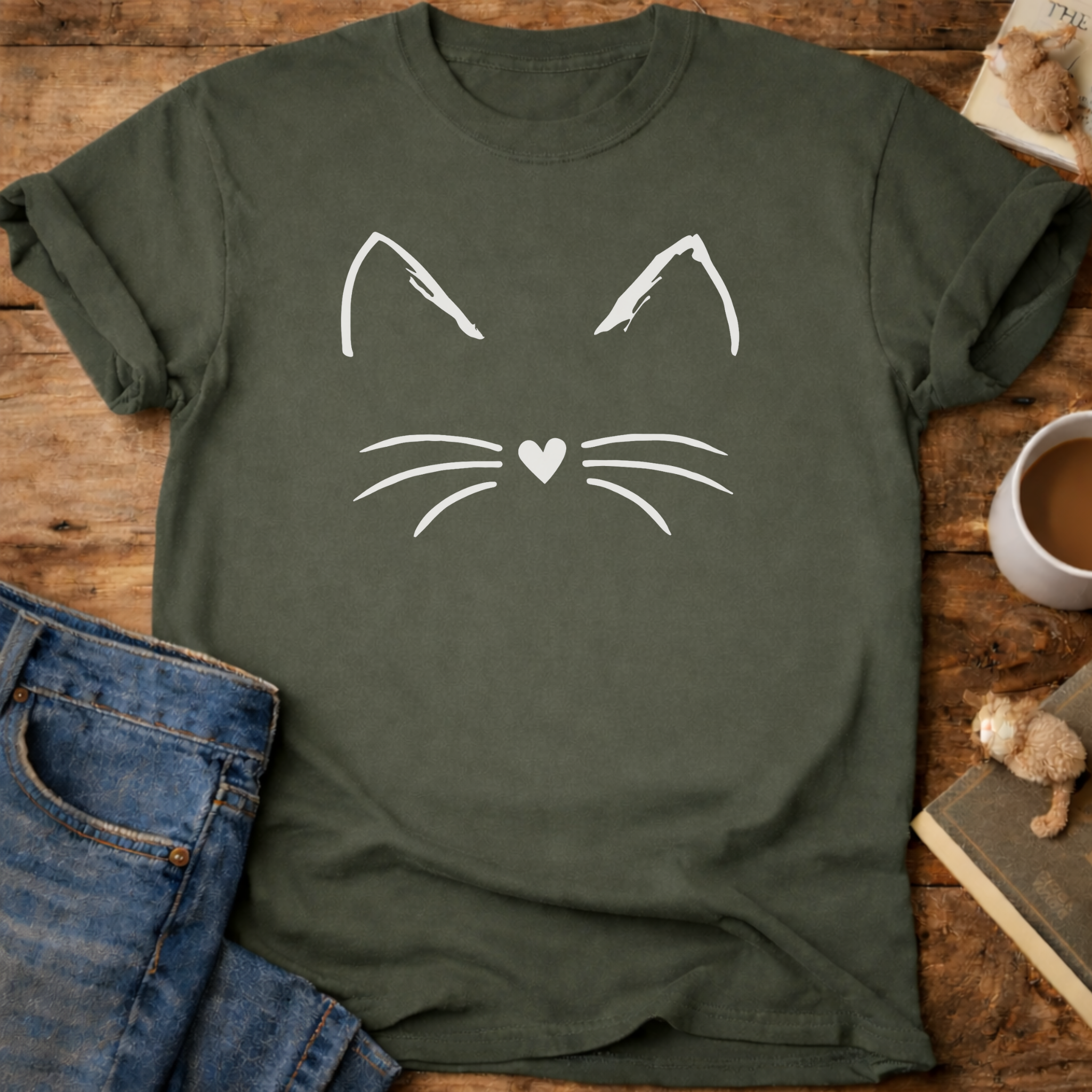 Cat Face Minimal T-Shirt