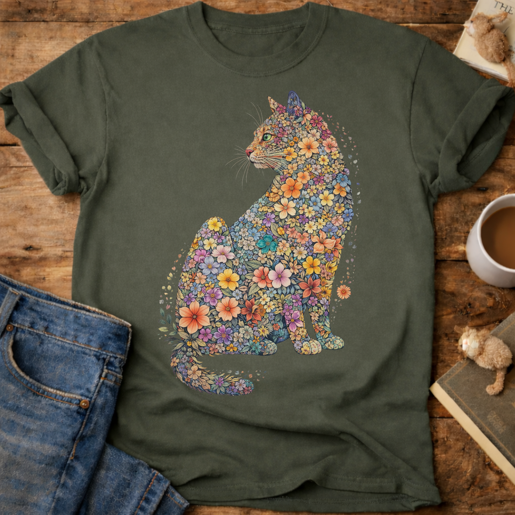 Floral Cat T-Shirt