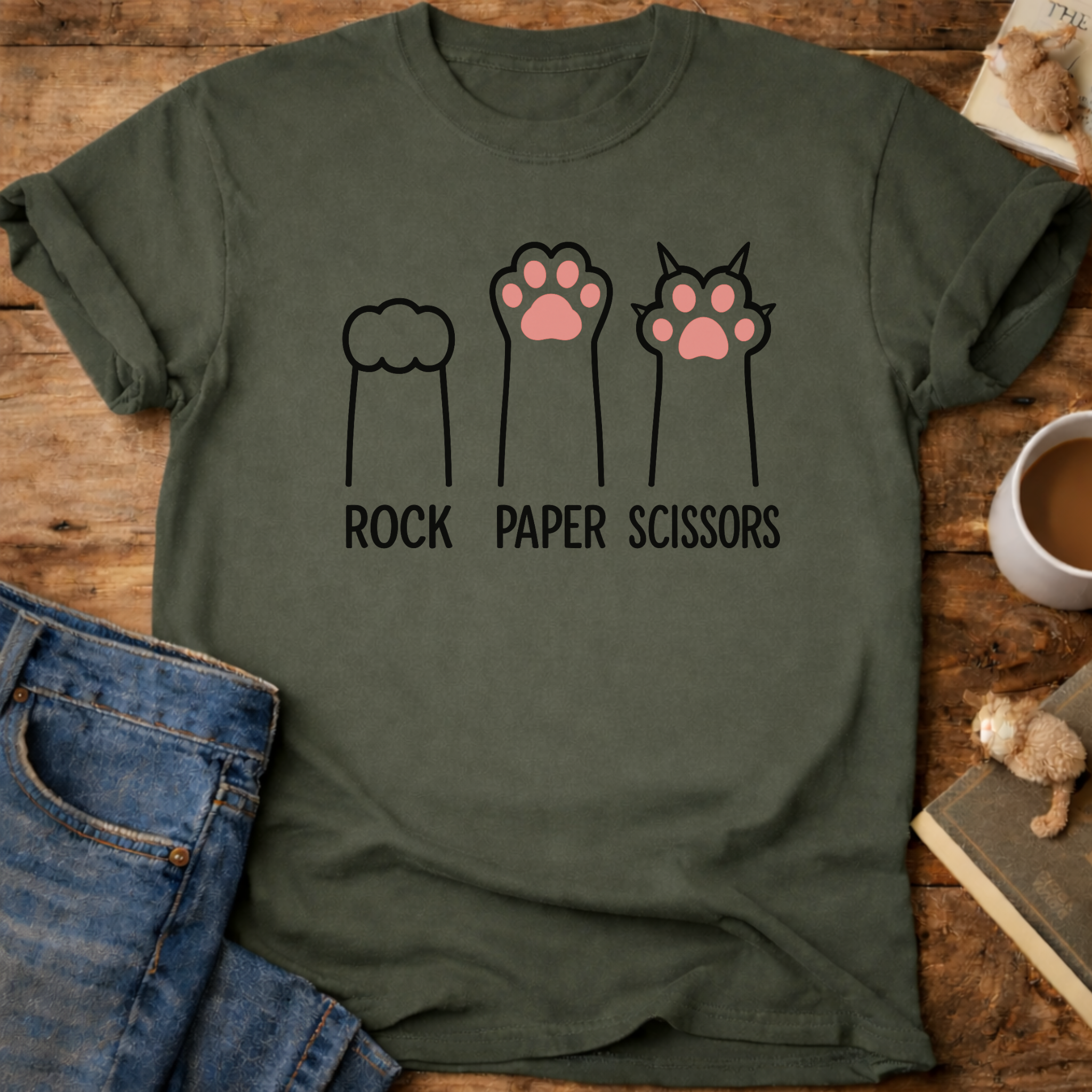 Cat Paw Rock Paper Scissors T-Shirt