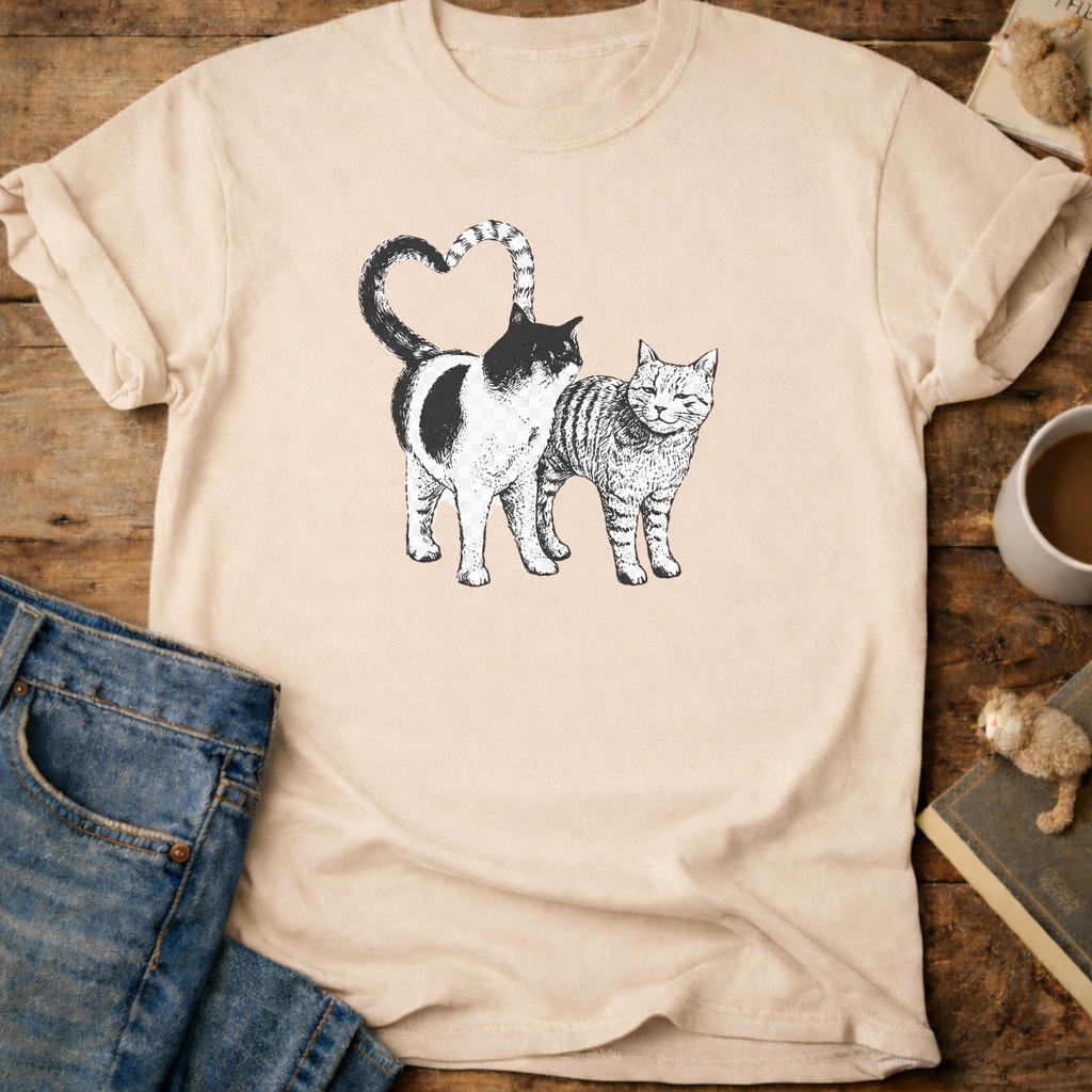 Cat Couple Graphic T-Shirt