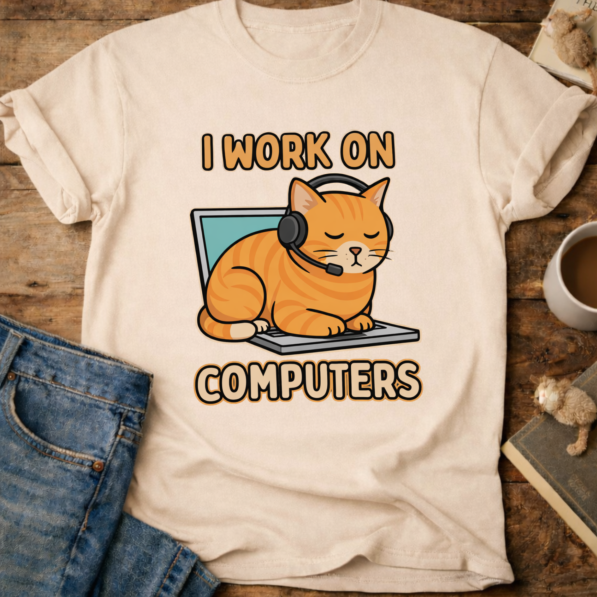 I Work On Computers Cat T-Shirt