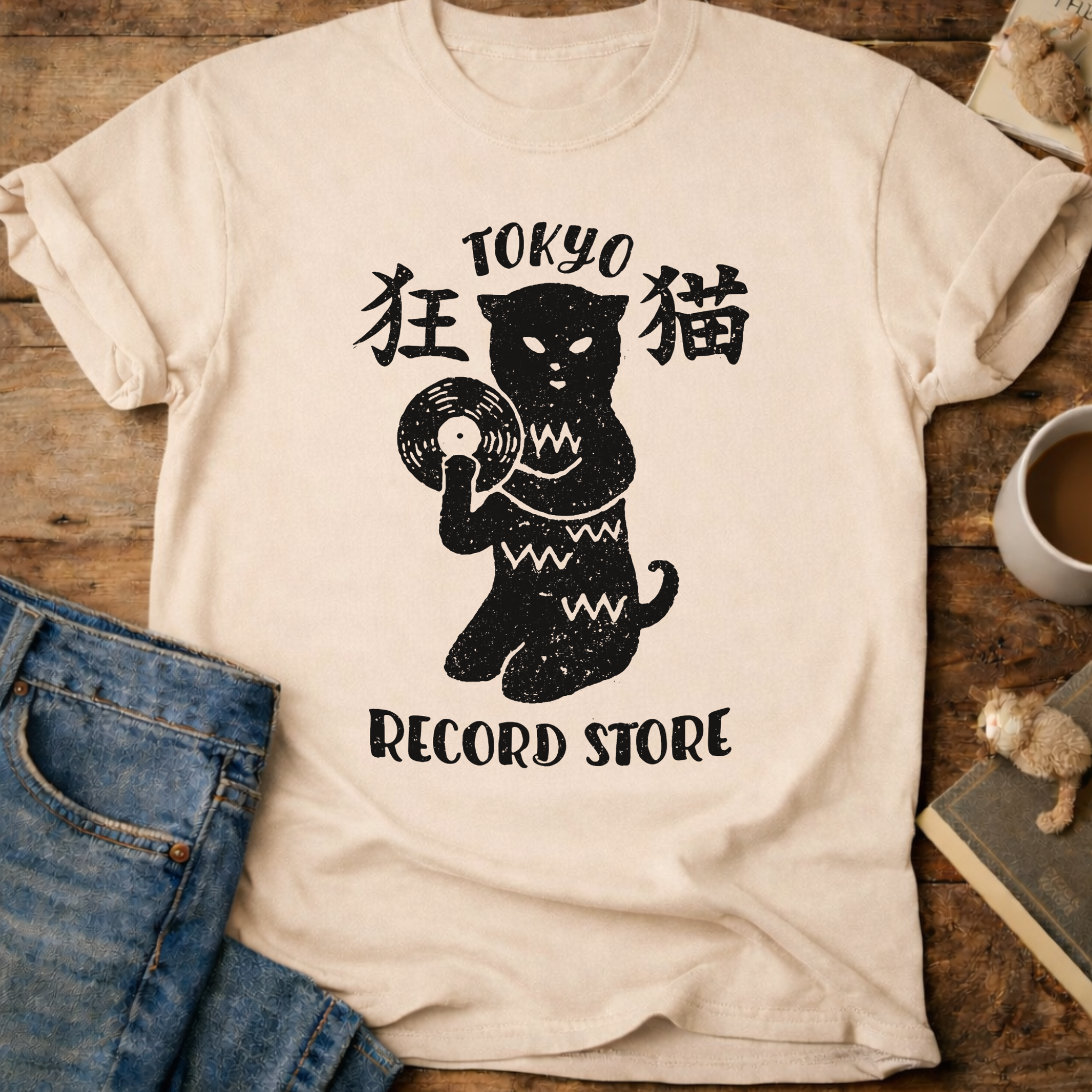 Tokyo Record Store Cat T-Shirt