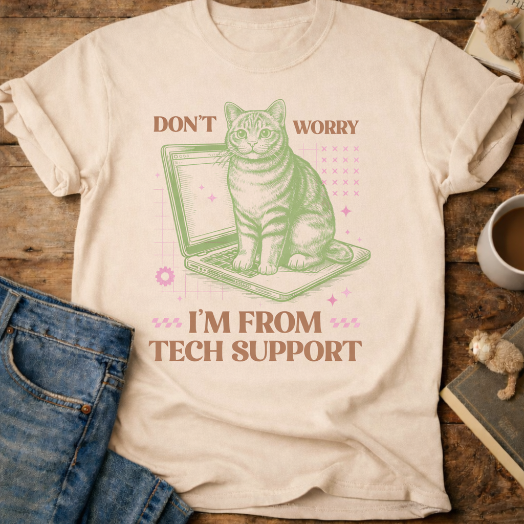 Tech Support Cat T-Shirt