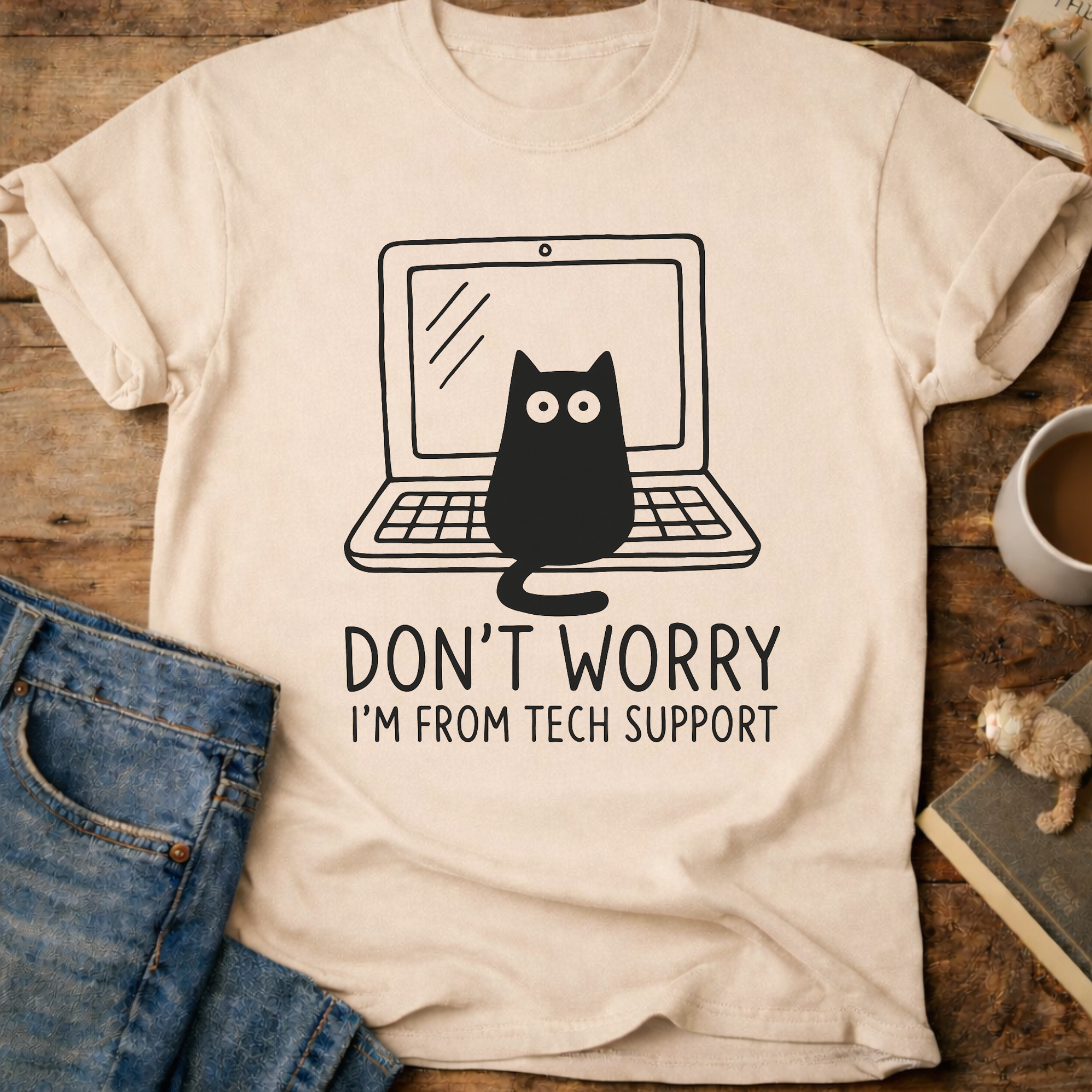 Tech Support Cat T-Shirt
